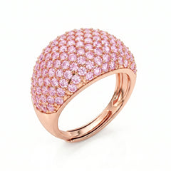 Kupad pavéring med rosa zirkoner