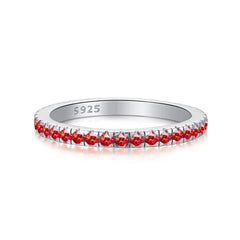 Eternity Ring Wedding Band with Red Zircons 2 mm