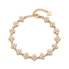 Bracciale Quadrifogli con Pietre Bianche