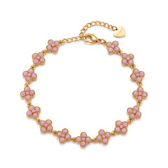 Bracciale Quadrifogli con Pietre Rosa Pastello