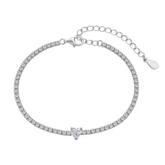 Tennis Bracelet with White Heart