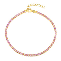Pink Tennis Ankle Bracelet 2 mm