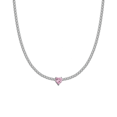 Tennis Heart Pink Choker Necklace