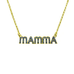 Mammahalsband med blå zirkoner