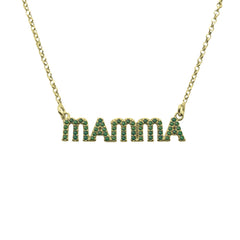 Mammhalsband med gröna zirkoner