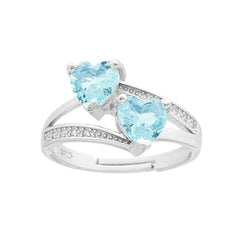 Double Heart Blue Ring