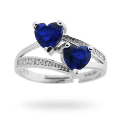 Double Heart Blue Ring