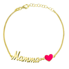 Armband Mamma med rosa hjärta