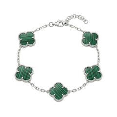 Armband med fyrklöver och malakit