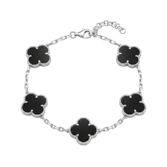 Armband med fyrklöver och svart onyx