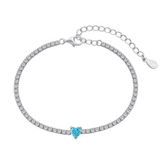 Tennis Bracelet with Blue Heart