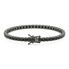 Tennisarmband med svarta zirkoner och ruteniumfinish, 3 mm