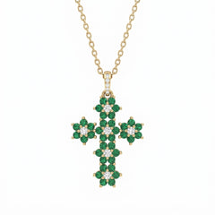 Halsband med kors "Magic Emerald" i grönt