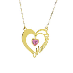 Halsband med rosa hjärta till mamma