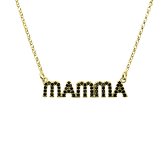 Mammahalsband med svarta zirkoner